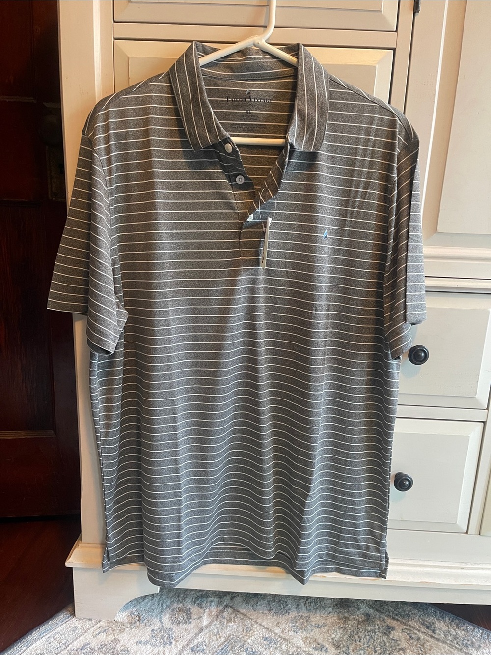 Tailor Vintage Gray Striped Polo Shirt